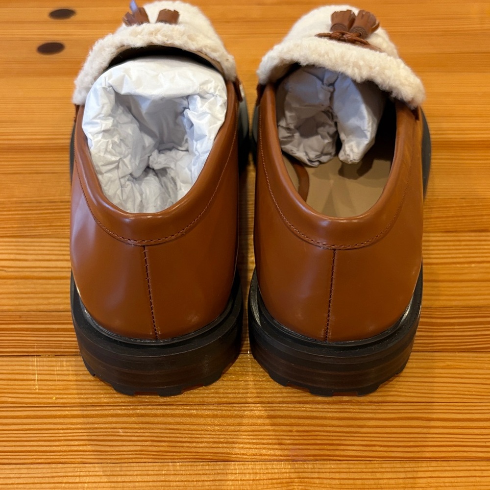 NEW Ann Taylor Shearling Leather Tassel Loafers - Picture 5 of 8